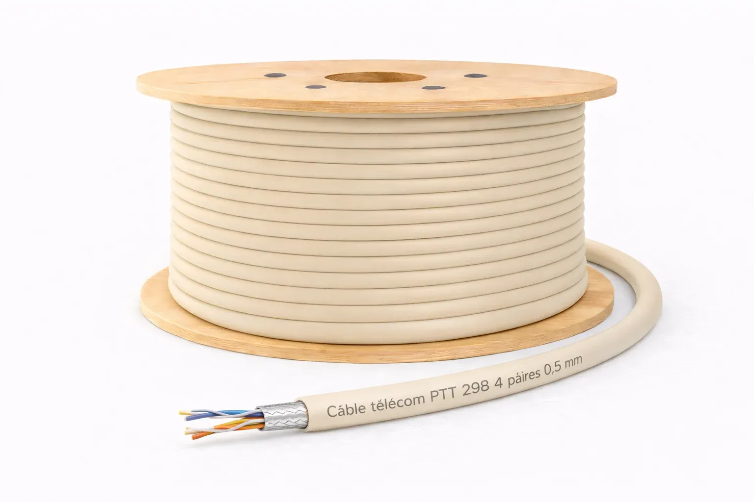 Câble télécom PTT 298 4 paires 0,5 mm – ivoire – couronne 100 m