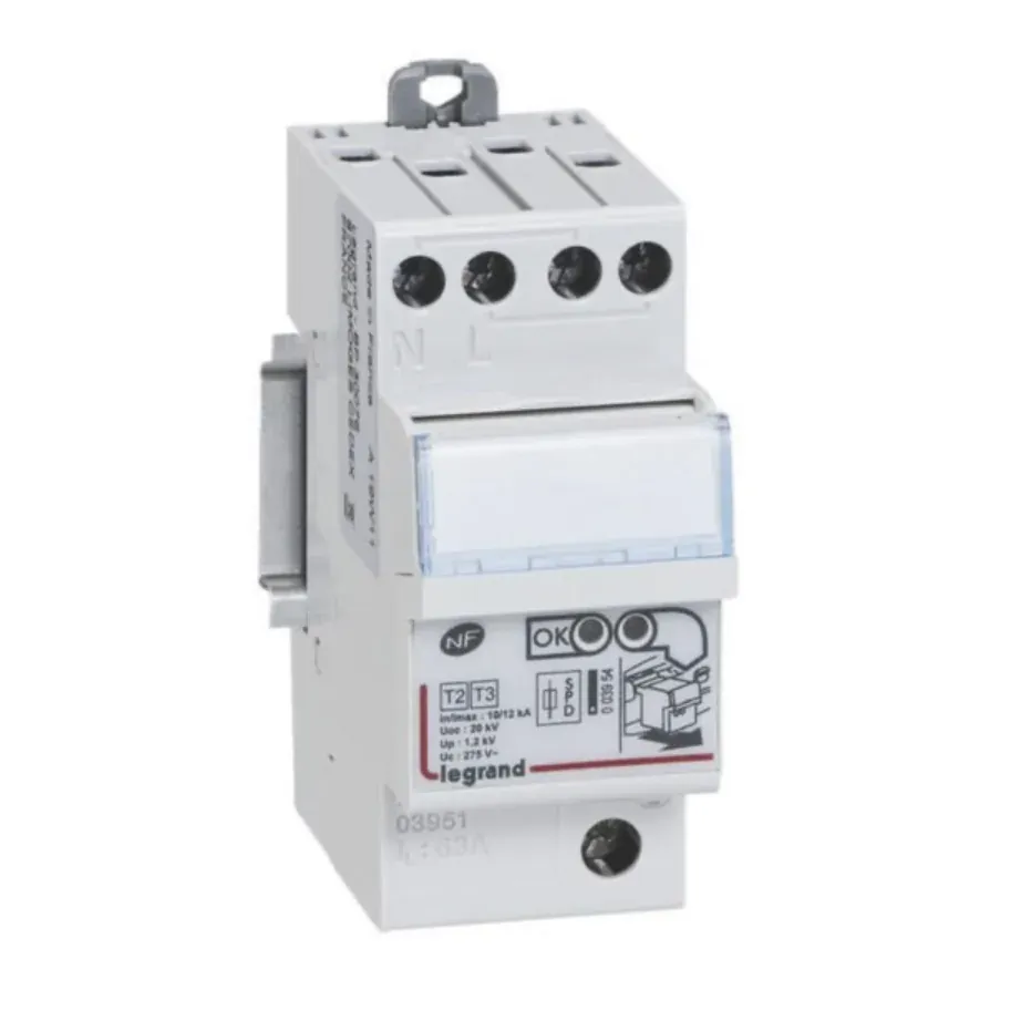Parafoudre T2+T3 1P+N 12 kA avec protection intégrée