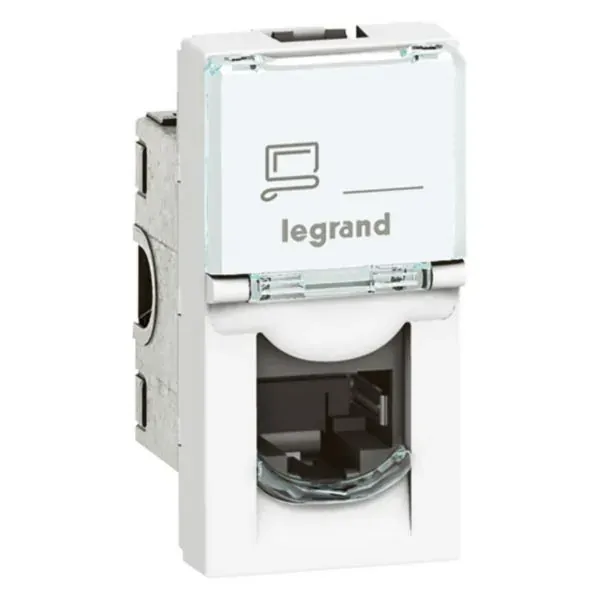 Prise RJ45 Cat6A STP blindage métal — 1 module (Mosaic) — blanc