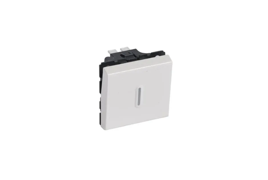 Bouton poussoir inverseur avec voyant — 2 modules (Mosaic) — blanc