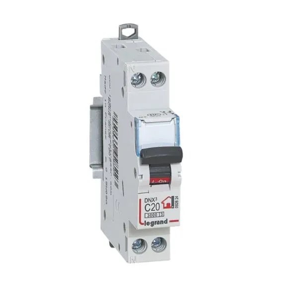 Disjoncteur modulaire 1P+N 20 A 3 kA — bornes à vis