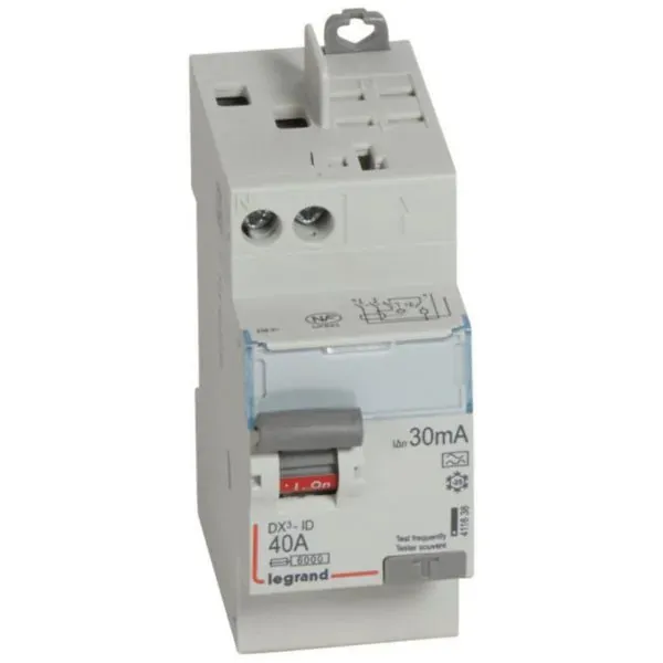 DX³‑ID — Interrupteur différentiel 2P 40A type A 30mA — 2 modules