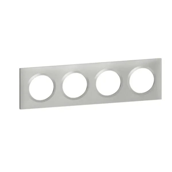 Plaque carrée 4 postes (finition alu, gamme Dooxie)