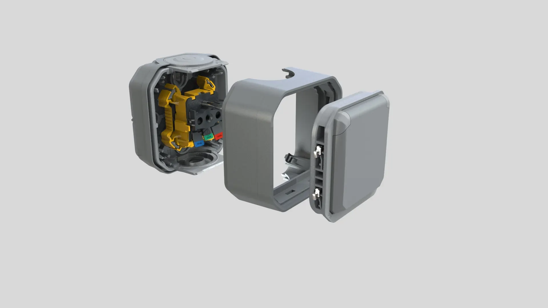 Double prise 2×2P+T précâblée IP55 horizontale (gamme Plexo)