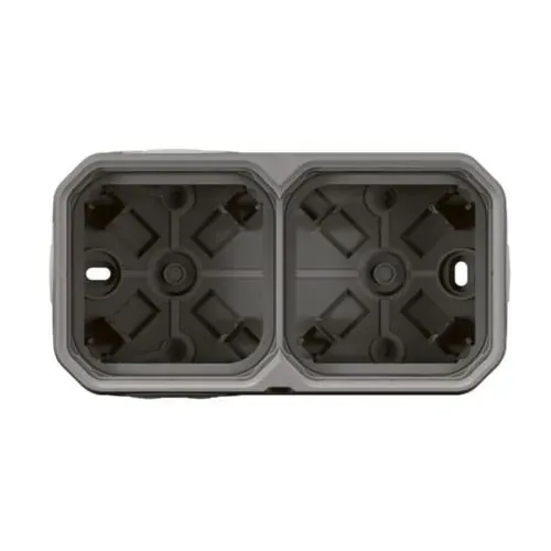 Boîtier saillie étanche 2 postes horizontaux IP55 gris (gamme Plexo)
