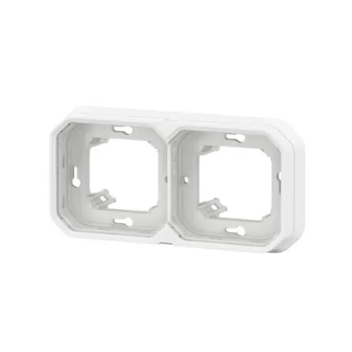 Support de plaque encastré 2 postes H/V IP55 blanc (gamme Plexo)