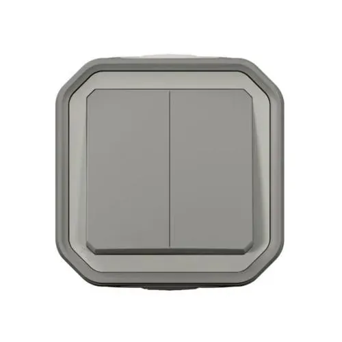 Double interrupteur va‑et‑vient IP55 IK08 (gamme Plexo)