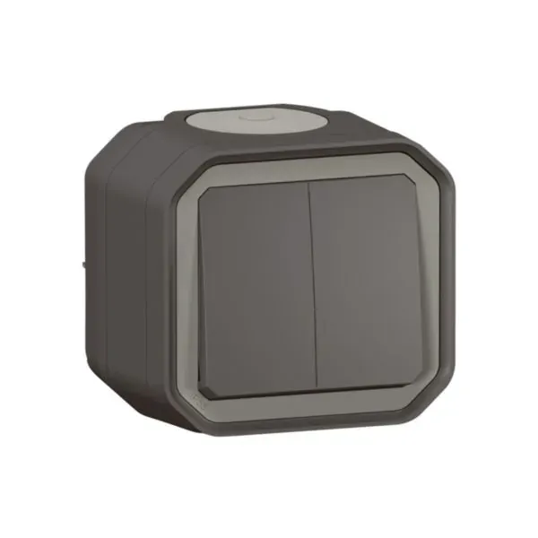 Double interrupteur va‑et‑vient IP55 IK08 (gamme Plexo)