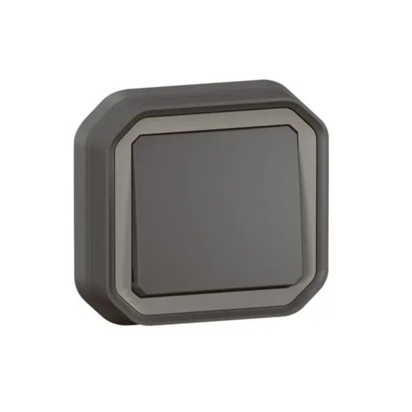 Interrupteur va‑et‑vient encastré IP55 IK08 (gamme Plexo)