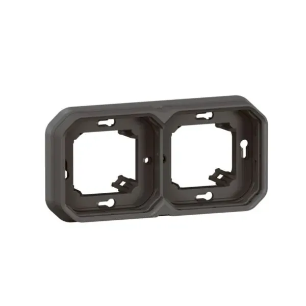 Support de plaque encastré 2 postes IP55 anthracite (gamme Plexo)