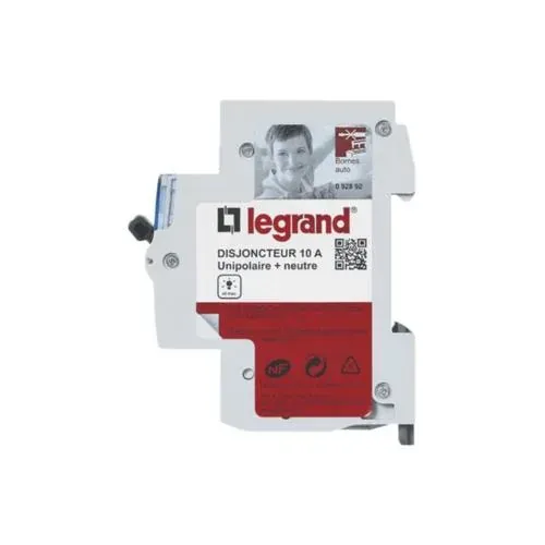 Disjoncteur modulaire 1P+N 10 A 3 kA — bornes automatiques