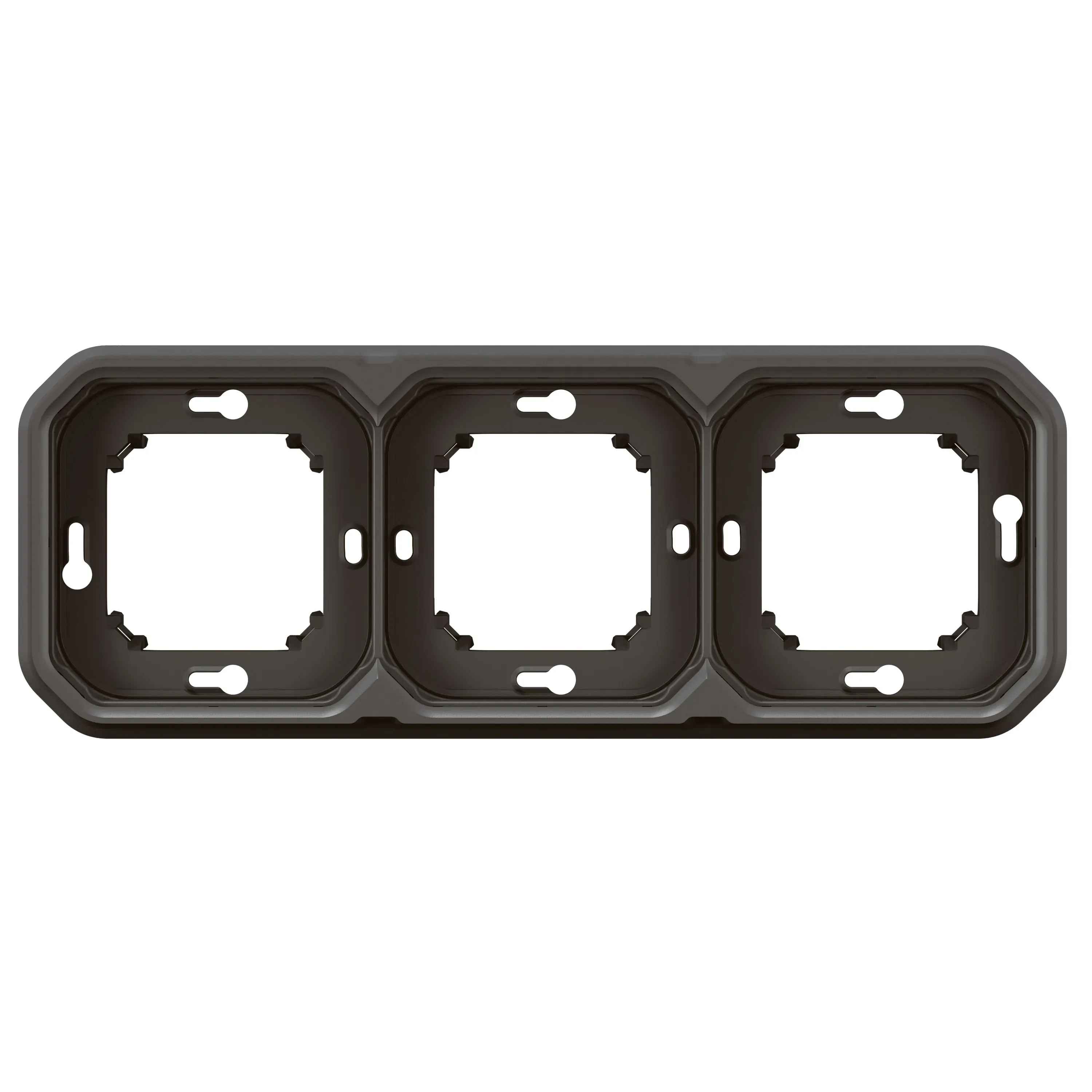 Support/plaquette encastrée 3 postes H/V IP55 anthracite (gamme Plexo)
