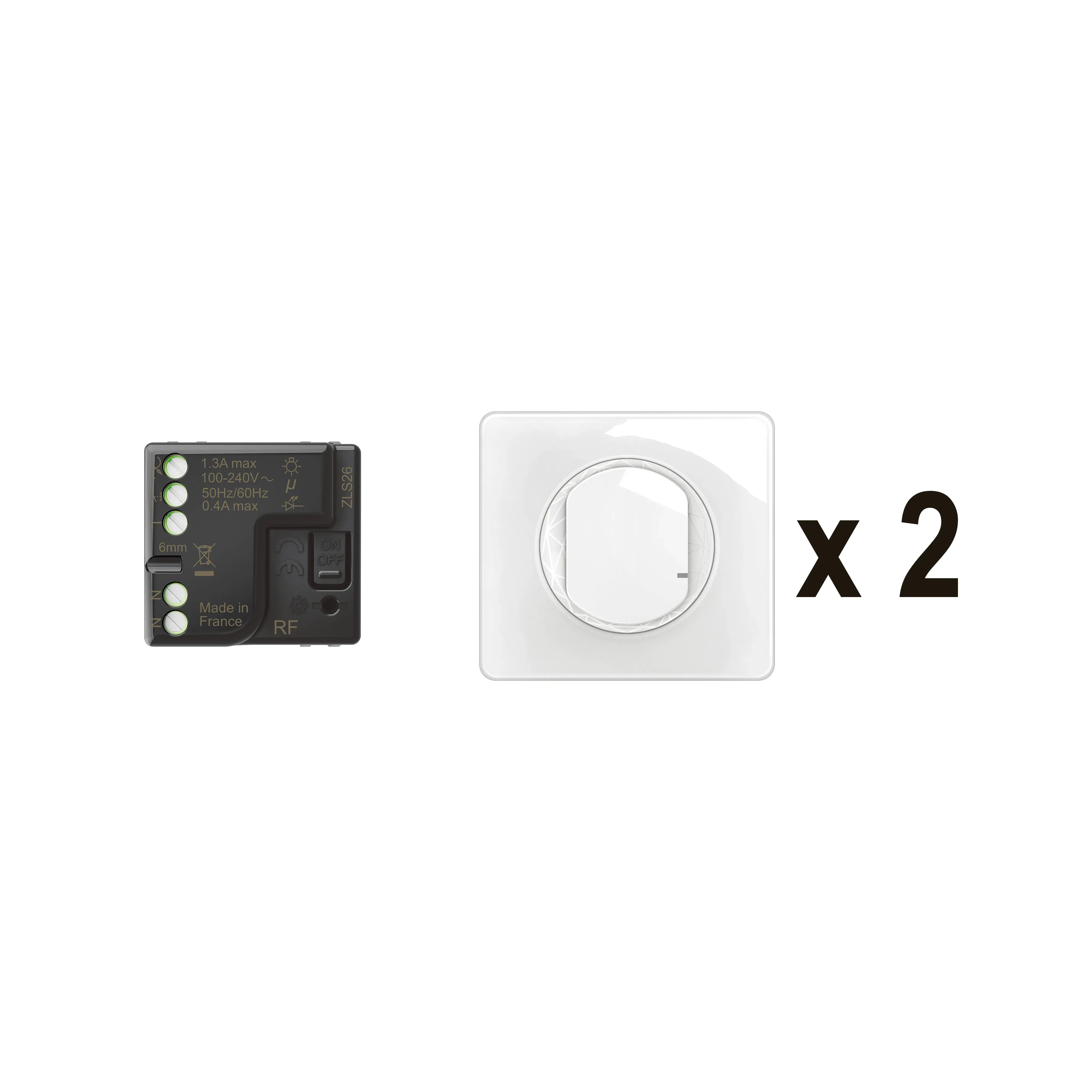 Kit prêt‑à‑poser va‑et‑vient sans fil (micromodule + 2 commandes) blanc (gamme Céliane with Netatmo)