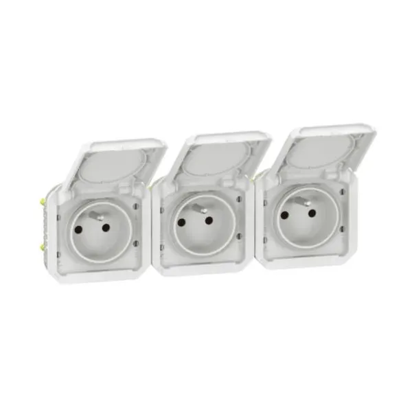 Bloc 3×2P+T horizontal IP55 — blanc