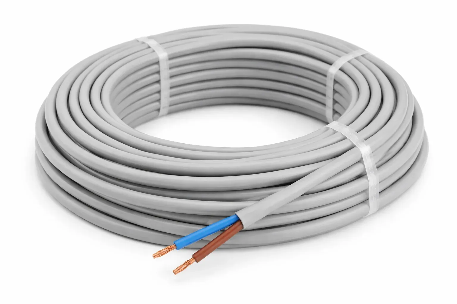 Câble HO5 VVF 2×1,5 mm² — gris — couronne 50 m