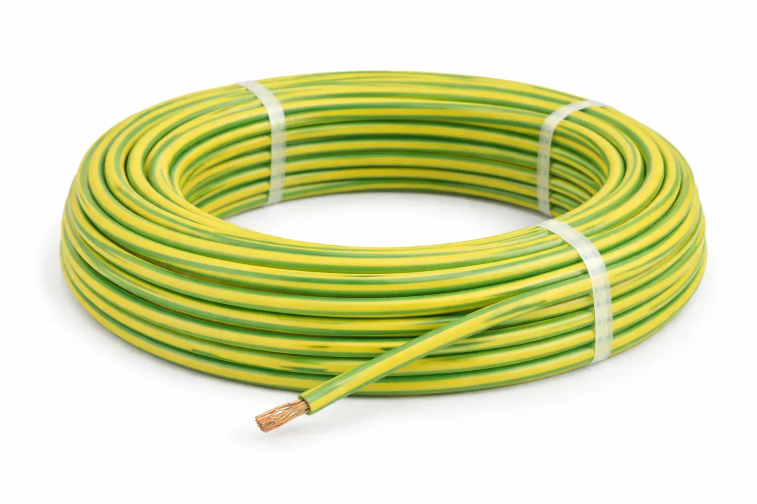 Fil H07V-K 1×6 mm² — vert/jaune — fil souple — couronne 100 m