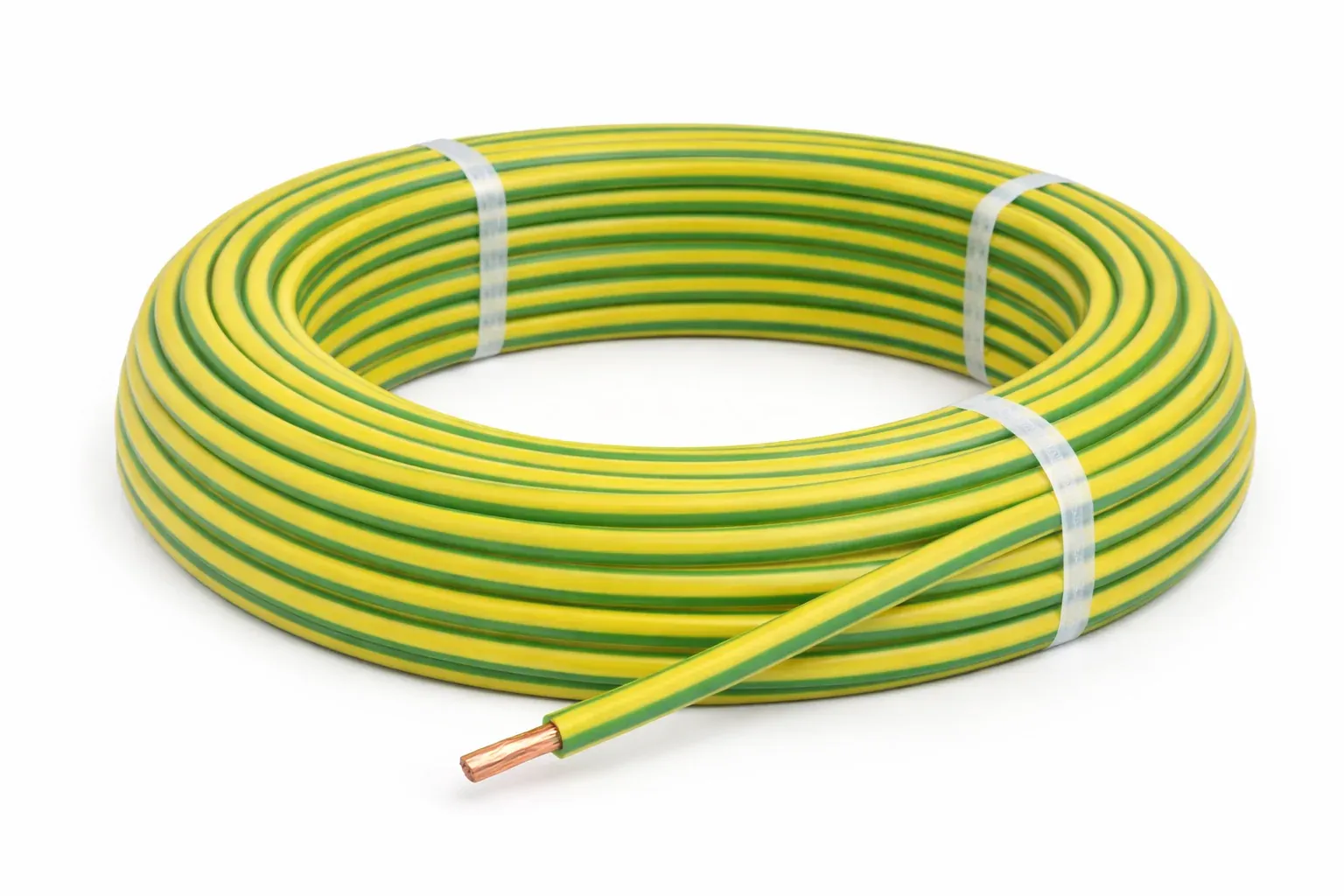 Fil rigide H07V-U 1×1,5 mm² — vert/jaune — couronne 100 m