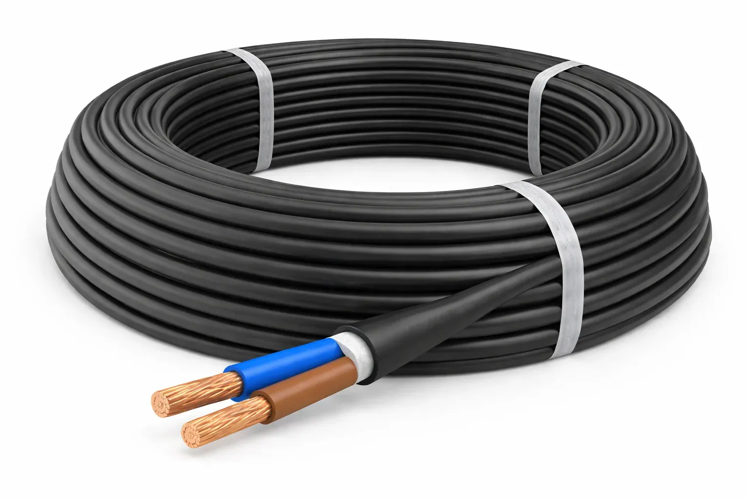 Câble rigide U‑1000 R2V 2×10 — Touret 500m